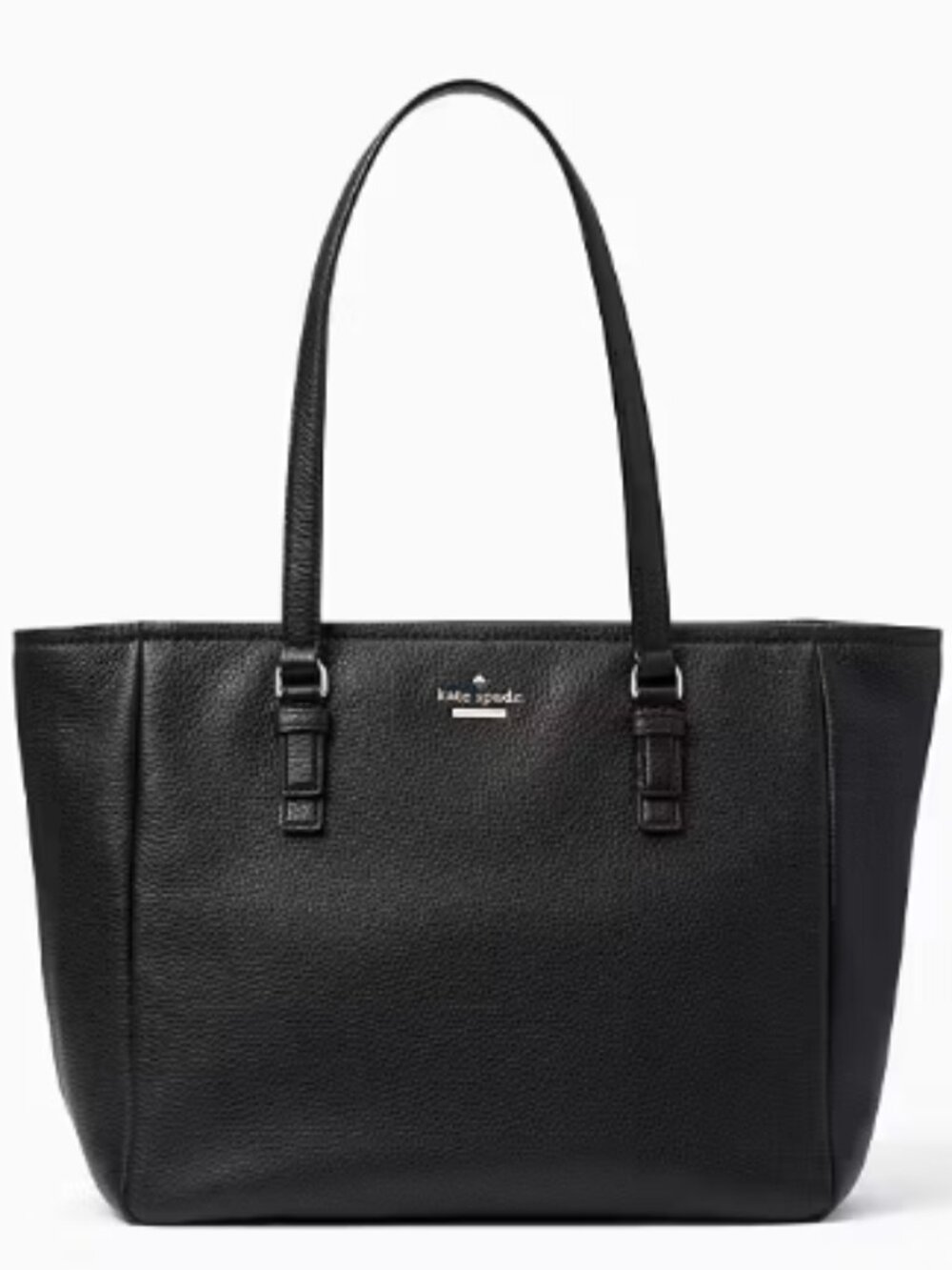 kate spade Black Pebbled Leather Tote with Gold Logo